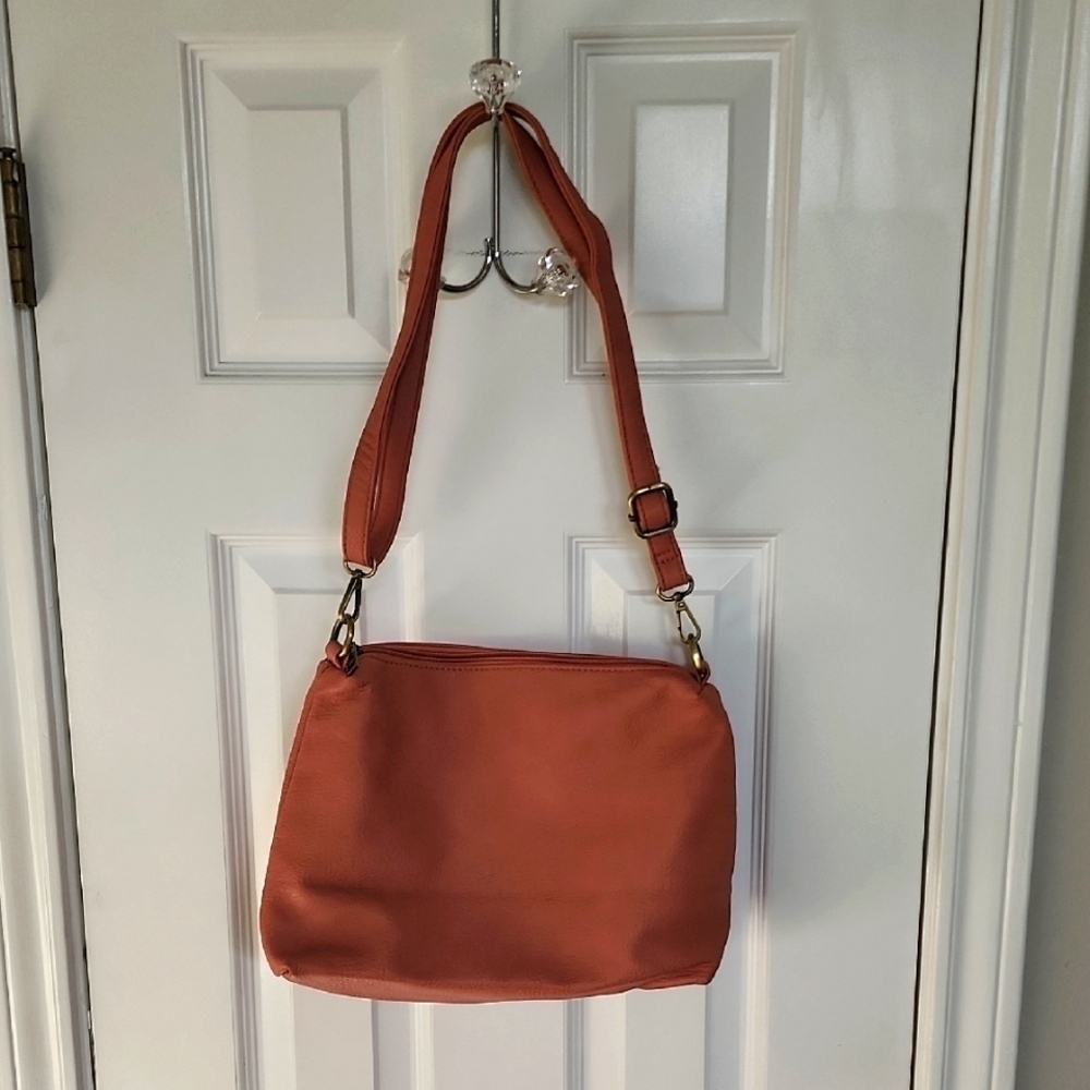 Joy Susan Vegan Leather Pink Coral Crossbody Purse Shoulder Bag​​​​